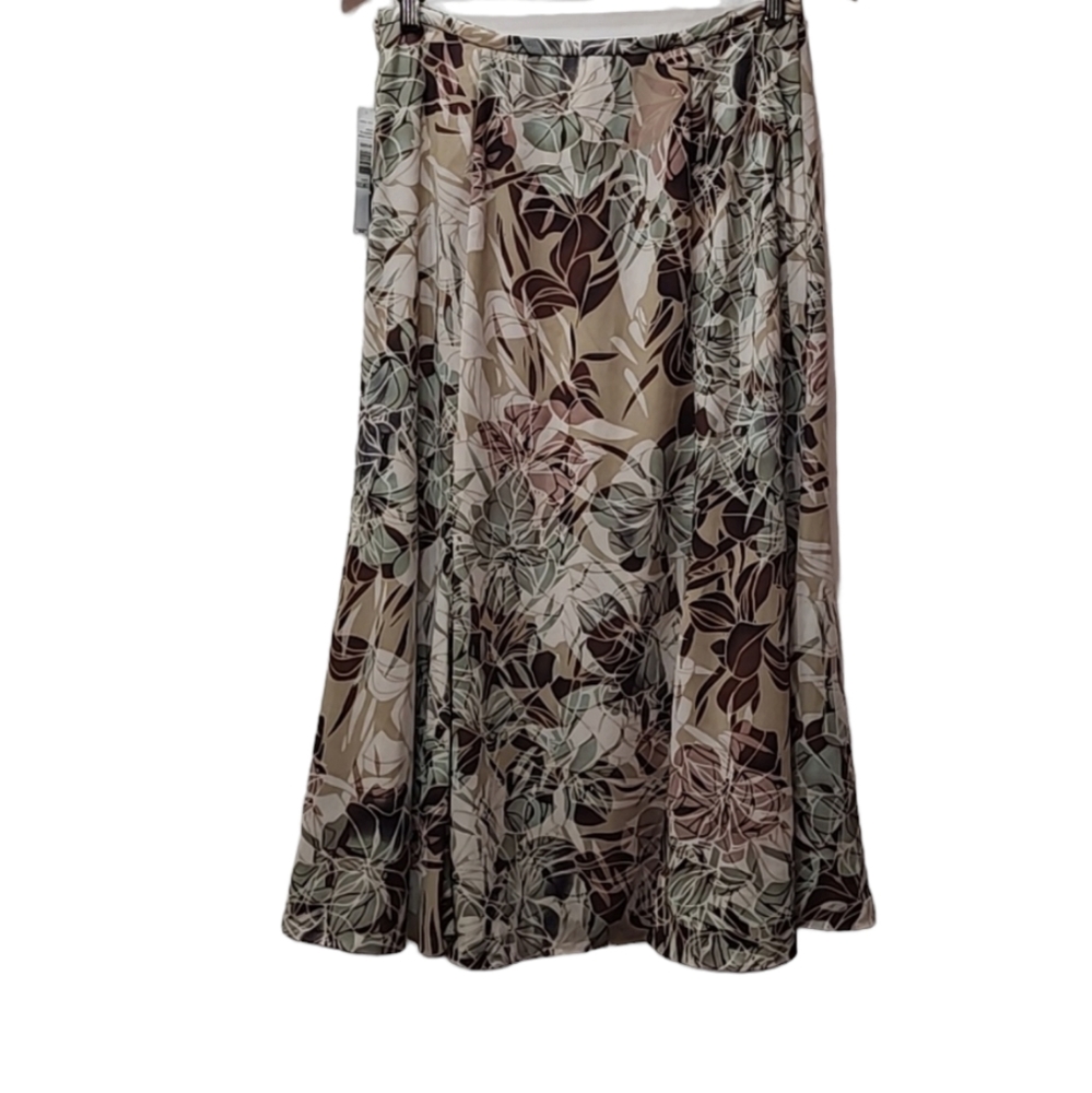 Jones Wear A-Line Skirt Floral Sheer Mid-Calf‎ Size 8 Medium NWT